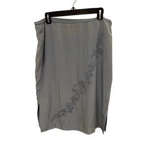 Diane von Furstenberg Silk Assets Blue Embroidered Skirt Size M Floral